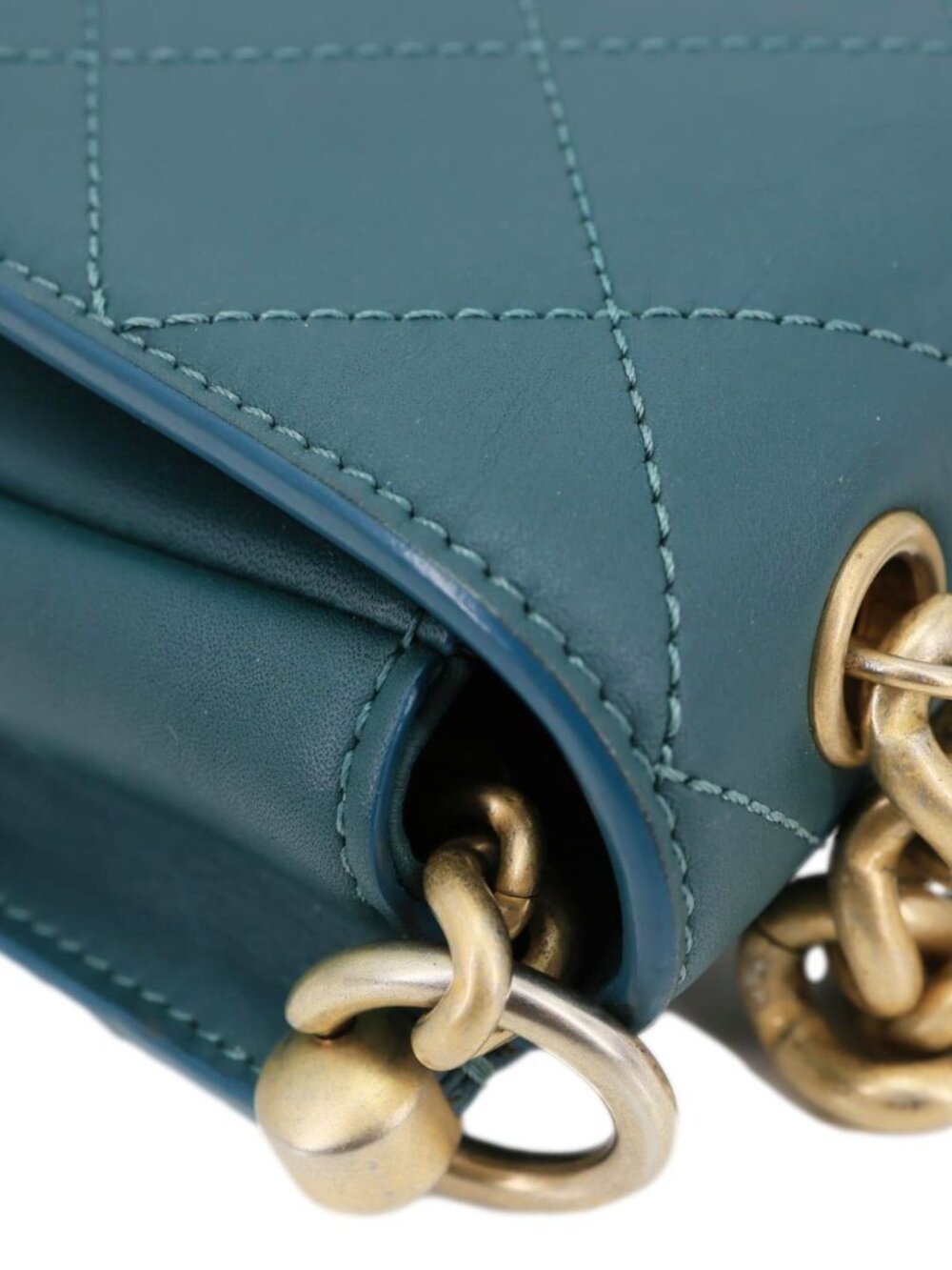 Chanel CC Stitched Flap Calfskin Leather Crossbody Bag Green - Picture 7 of 12